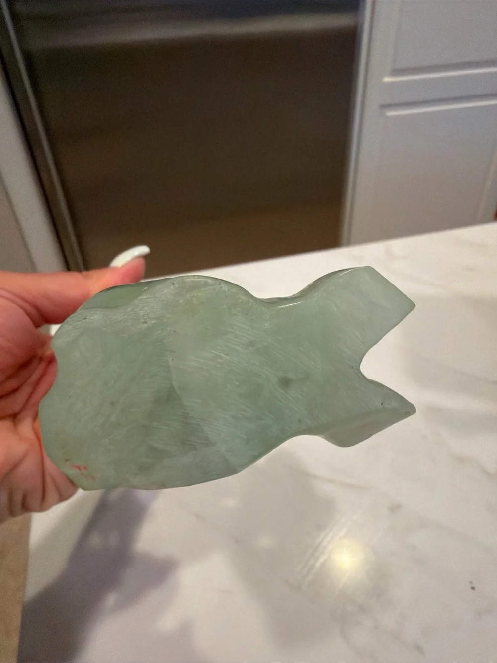 Celadon Jadite Bird of Paradise (Feng Huang) Handcarved in Original Box Vintage